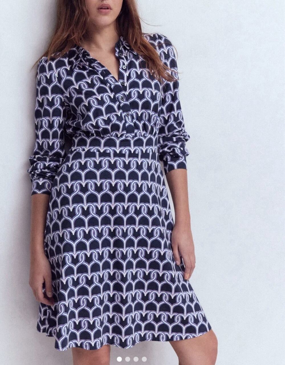Boden Orla Short Jersey Shirt Dress French Navy Heart Link Size 16R-18R NWT